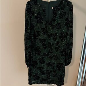 LOFT Black and emerald green Sequin Dress for evening wear.